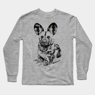 African Painted Dog Making Eye Contact Long Sleeve T-Shirt